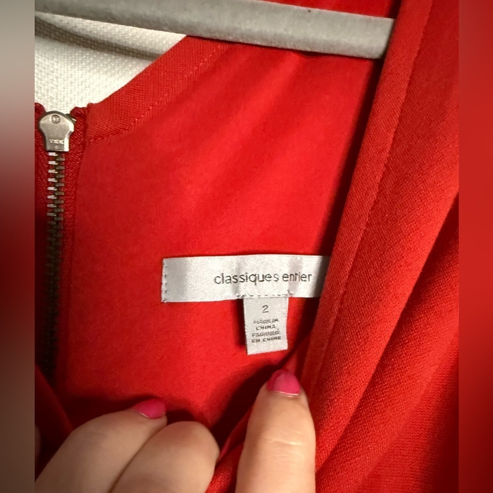 Classiques Entier Red VNeck Sheath Dress 2 - Picture 3 of 8